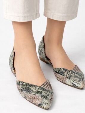 Restricted Snake Print Pointed Toe D’Orsay Flats Chic Neutral Size 7.5